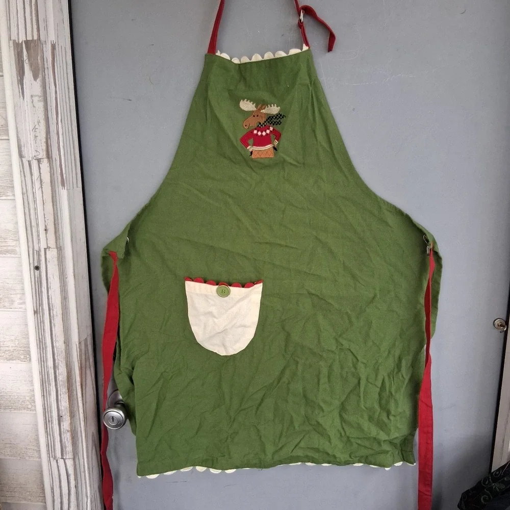 Debbie Mumm Christmas Moose Apron Joann Fabrics‎ Cozy Homespun EUC